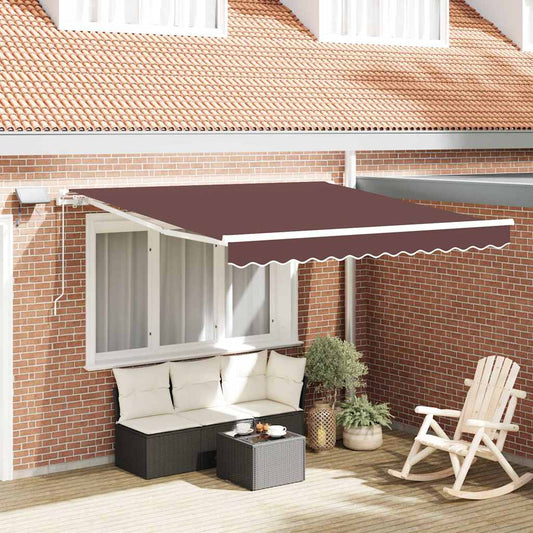 Retractable Awning Brown 300 x 250 cm Fabric and Aluminium
