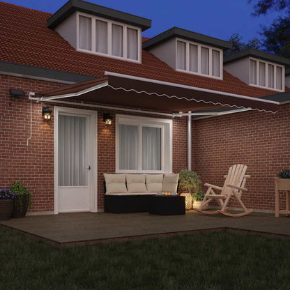 Manual Retractable Awning with LED Brown 400x300 cm