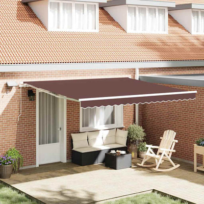 Manual Retractable Awning with LED Brown 400x300 cm
