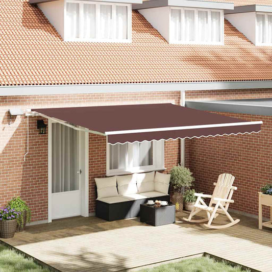 Retractable Awning Brown 400 x 300 cm Fabric and Aluminium