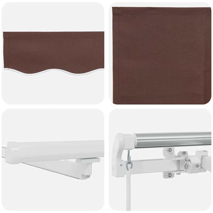 Manual Retractable Awning with LED Brown 450x300 cm