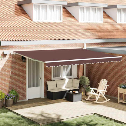 Manual Retractable Awning with LED Brown 450x300 cm