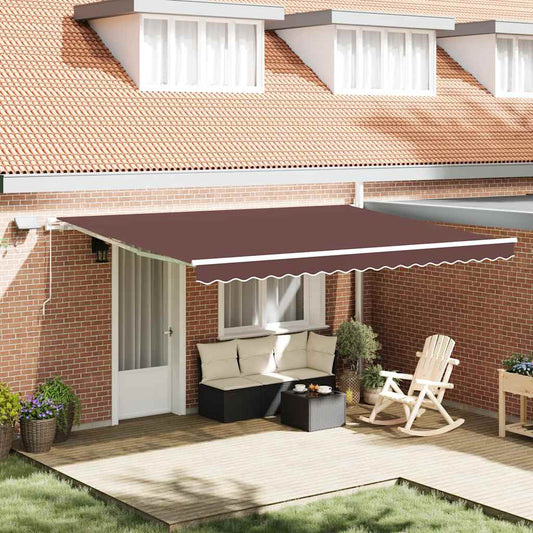 Retractable Awning Brown 450 x 300 cm Fabric and Aluminium