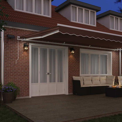Manual Retractable Awning with LED Brown 600x300 cm