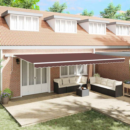 Manual Retractable Awning with LED Brown 600x300 cm