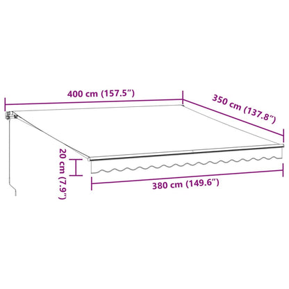 Manual Retractable Awning with LED Brown 400x350 cm