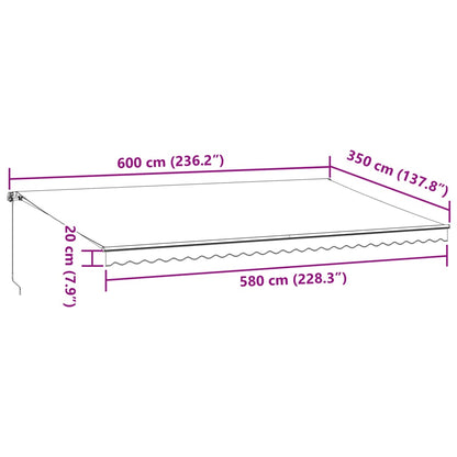 Manual Retractable Awning with LED Brown 600x350 cm