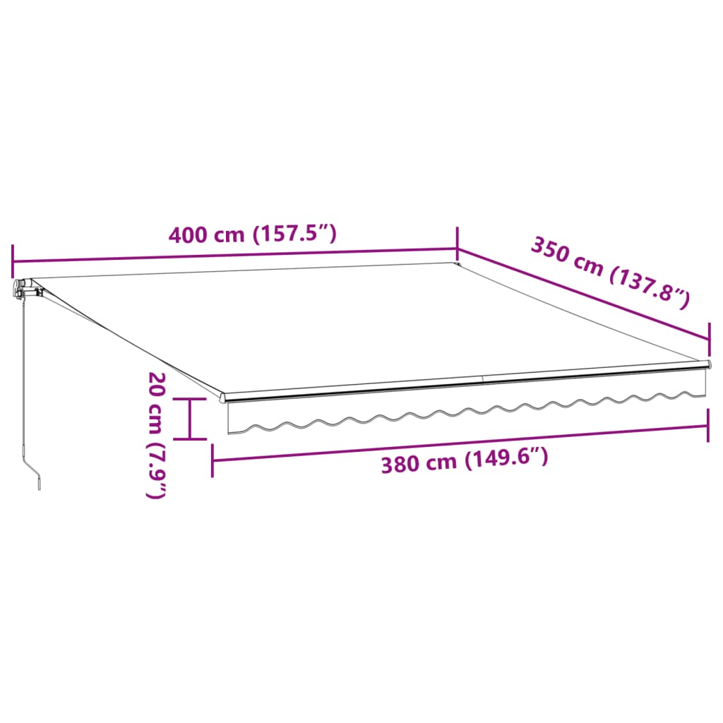 Manual Retractable Awning Anthracite&White 400x350 cm