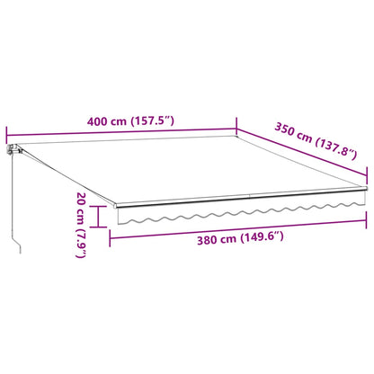 Manual Retractable Awning Anthracite&White 400x350 cm