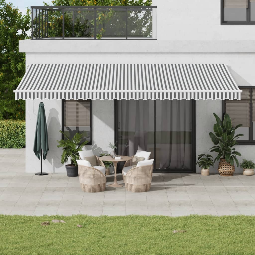 Manual Retractable Awning with LED Anthracite&White 600x350 cm