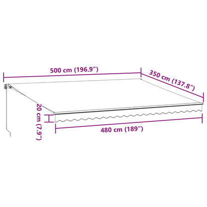 Manual Retractable Awning Anthracite and White 500x350 cm