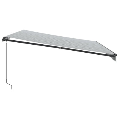 Manual Retractable Awning with LEDs Anthracite&White 500x350 cm