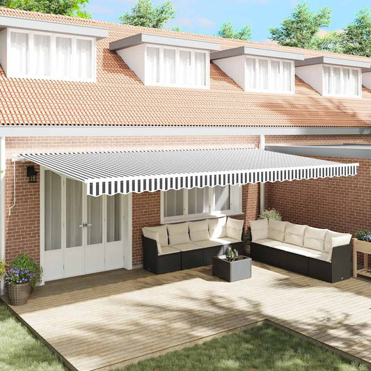 Manual Retractable Awning Anthracite&White 600x300 cm