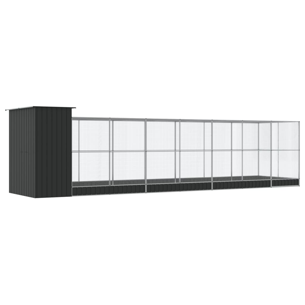 Aviary with Extension Silver 830x203x216 cm Steel