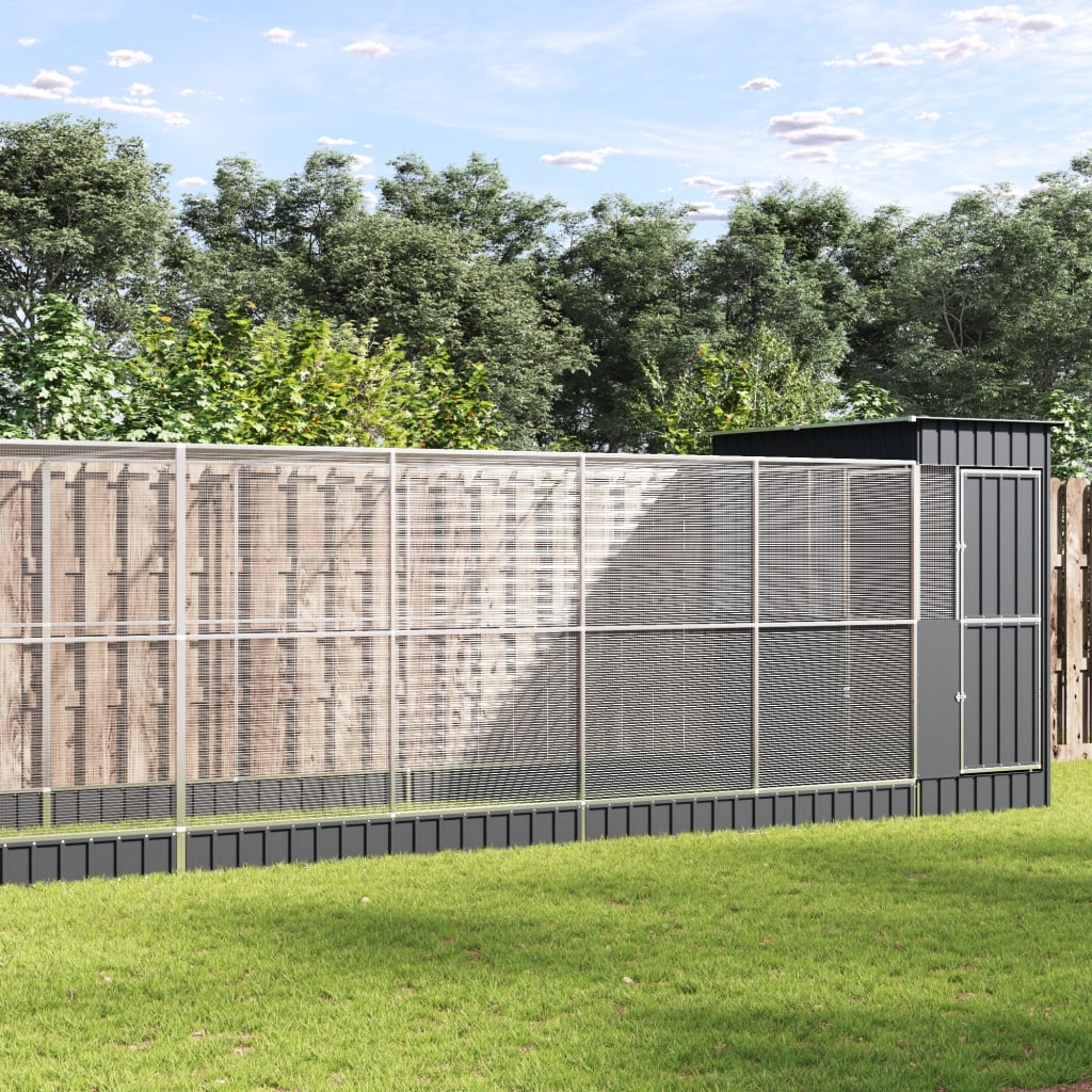 Aviary with Extension Silver 830x203x216 cm Steel