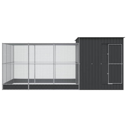 Aviary with Extension Silver 497x303x216 cm Steel