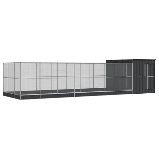 Aviary with Extension Silver 911x303x216 cm Steel