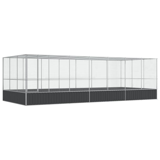 Aviary with Extension Silver 725x307x212 cm Steel