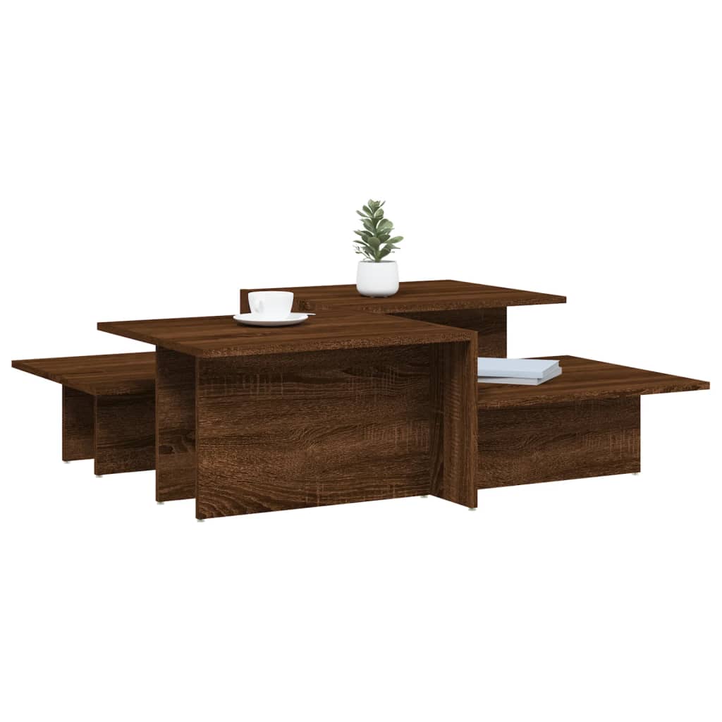 Coffee Tables 2 pcs Brown Oak Engineered Wood
