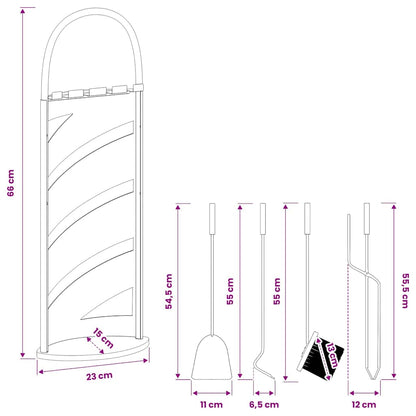 5 Piece Fireplace Tool Set 23x15x66 cm Steel