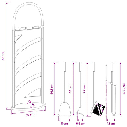 5 Piece Fireplace Tool Set 23x15x66 cm Steel