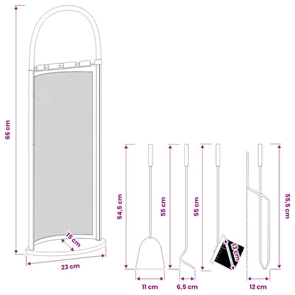 5 Piece Fireplace Tool Set 23x15x66 cm Steel