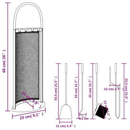 5 Piece Fireplace Tool Set 23x15x66 cm Steel
