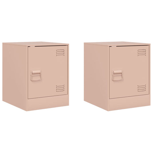 Bedside Cabinets 2 pcs Pink 34.5x39x44 cm Steel