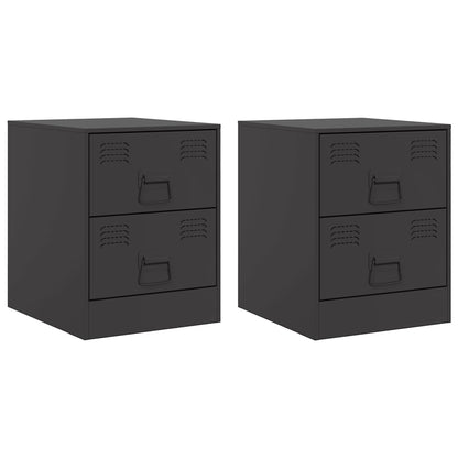 Bedside Cabinets 2 pcs Black 34,5x39x44 cm Steel
