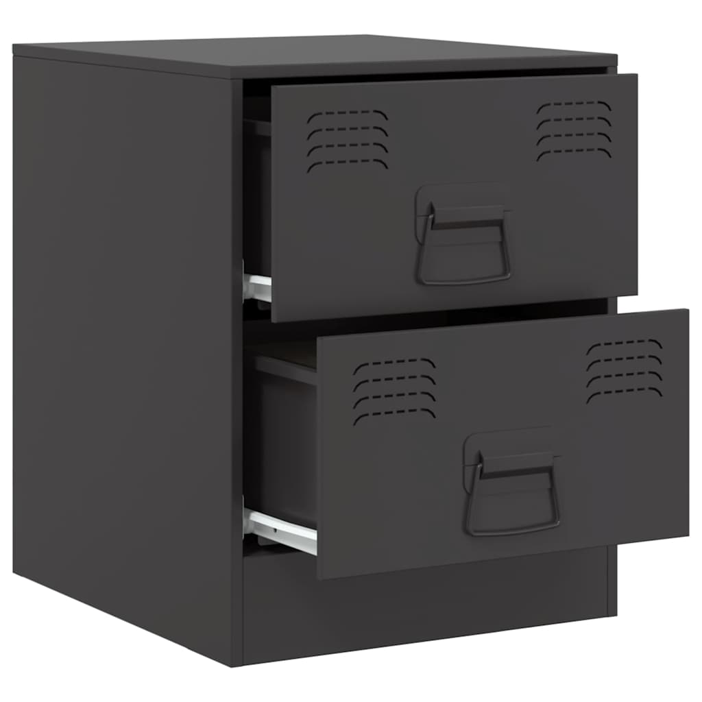 Bedside Cabinets 2 pcs Black 34,5x39x44 cm Steel