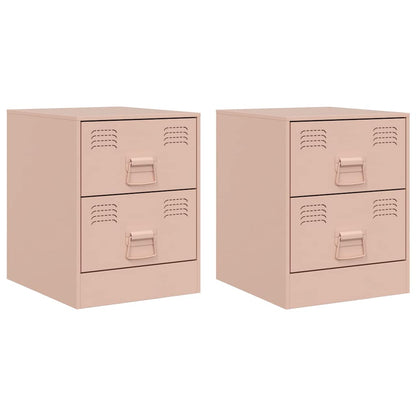 Bedside Cabinets 2 pcs Pink 34,5x39x44 cm Steel
