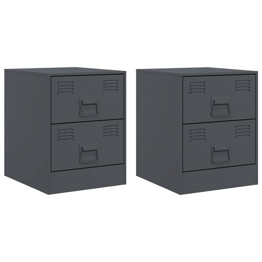 Bedside Cabinets 2 pcs Anthracite 34,5x39x44 cm Steel