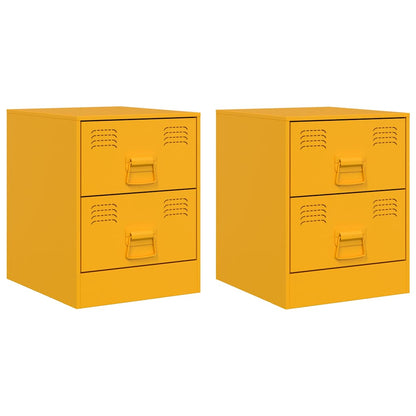 Bedside Cabinets 2 pcs Yellow 34,5x39x44 cm Steel