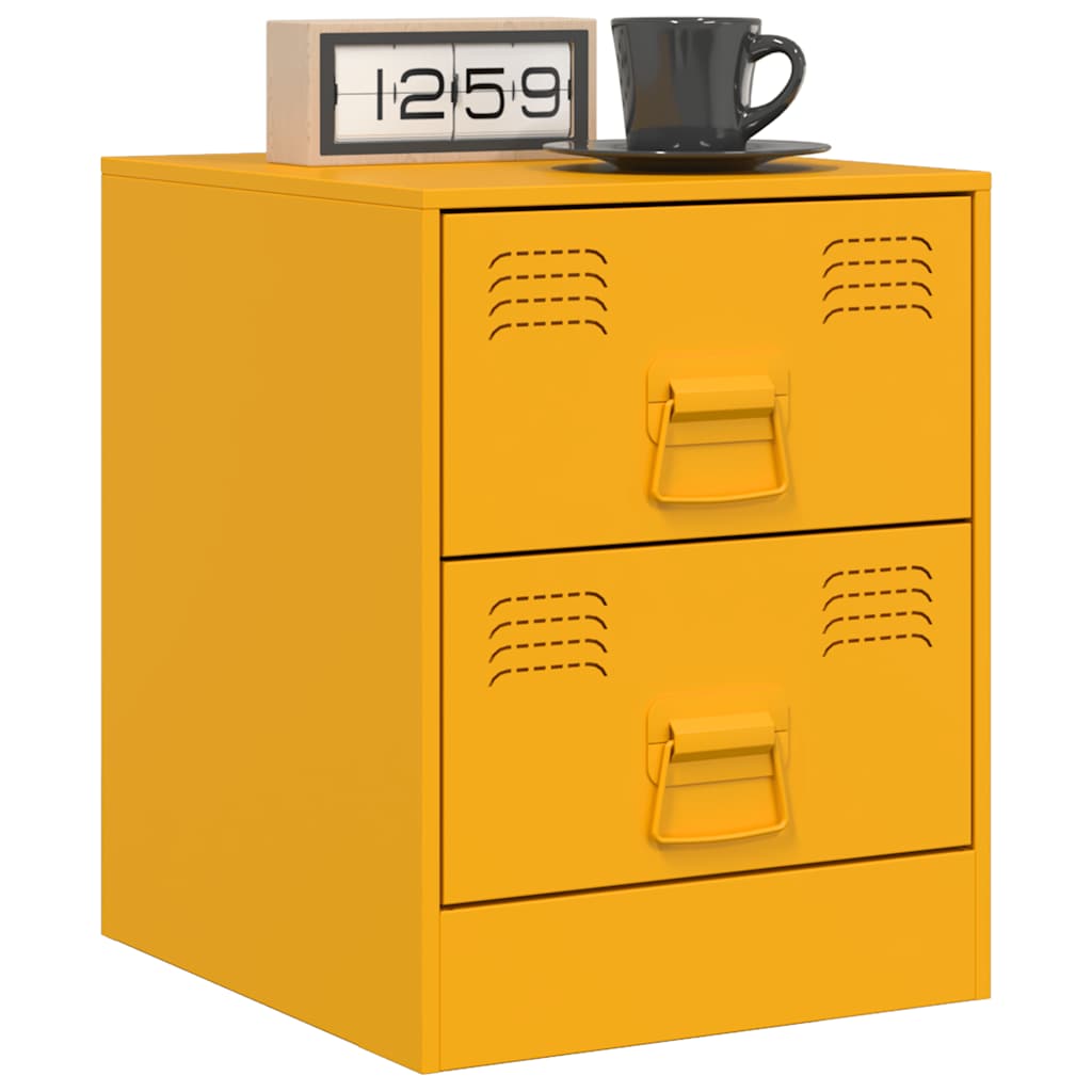 Bedside Cabinets 2 pcs Yellow 34,5x39x44 cm Steel