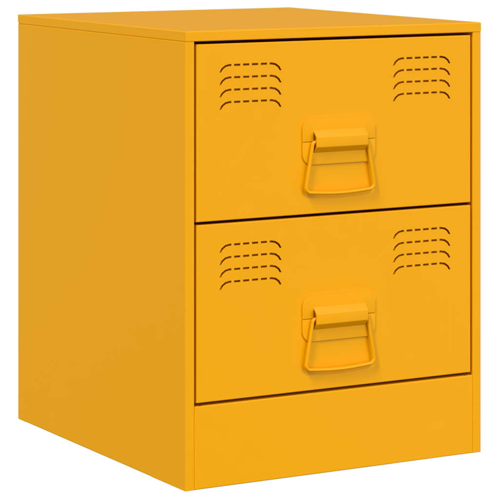 Bedside Cabinets 2 pcs Yellow 34,5x39x44 cm Steel