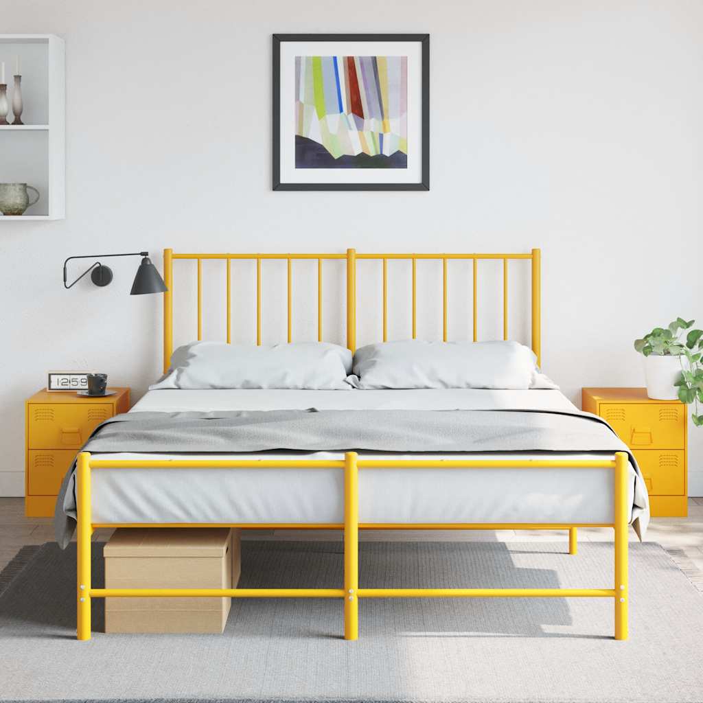 Bedside Cabinets 2 pcs Yellow 34,5x39x44 cm Steel