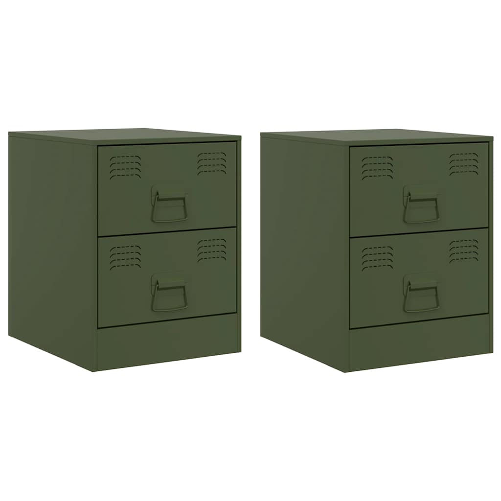 Bedside Cabinets 2 pcs Green 34,5x39x44 cm Steel