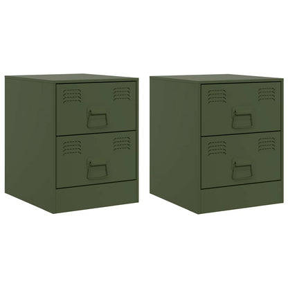 Bedside Cabinets 2 pcs Green 34,5x39x44 cm Steel