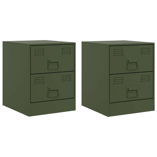 Bedside Cabinets 2 pcs Green 34,5x39x44 cm Steel