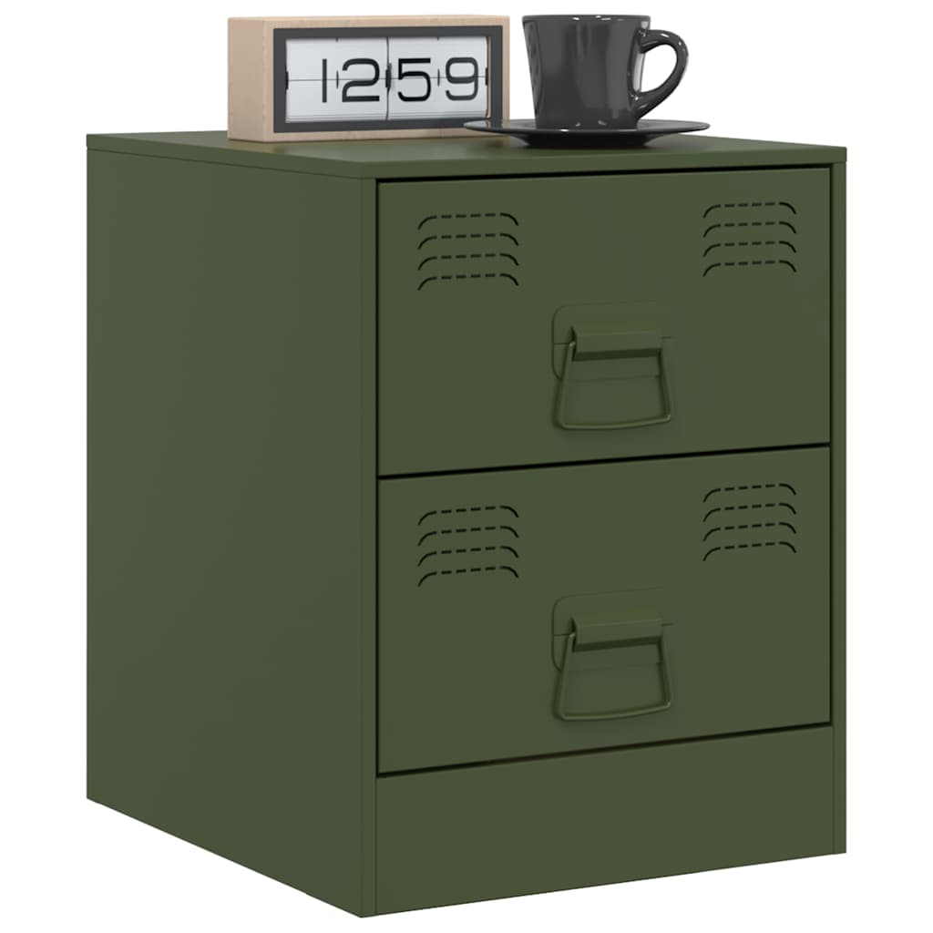 Bedside Cabinets 2 pcs Green 34,5x39x44 cm Steel