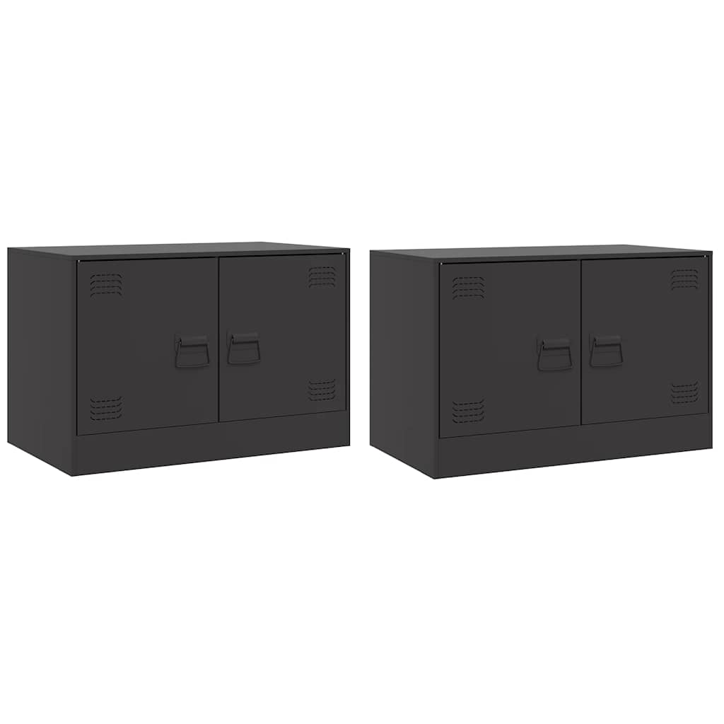 2 Piece TV Cabinet Set Black 67x39x44 cm Steel