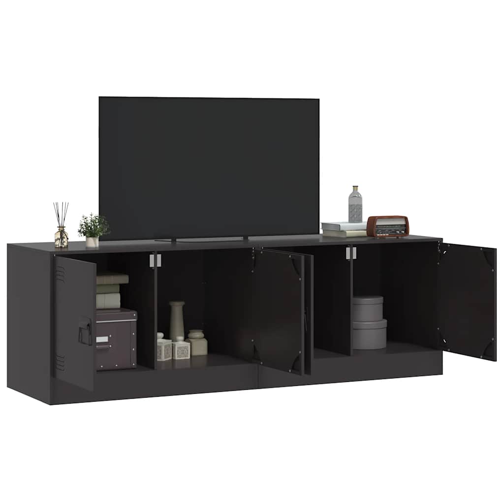2 Piece TV Cabinet Set Black 67x39x44 cm Steel