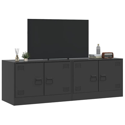 2 Piece TV Cabinet Set Black 67x39x44 cm Steel