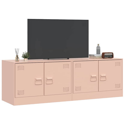 2 Piece TV Cabinet Set Pink 67x39x44 cm Steel