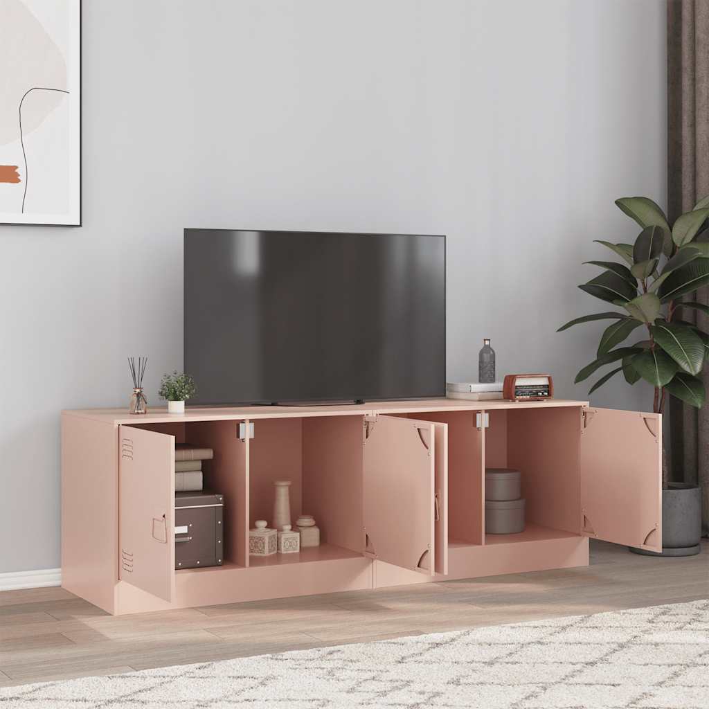 2 Piece TV Cabinet Set Pink 67x39x44 cm Steel