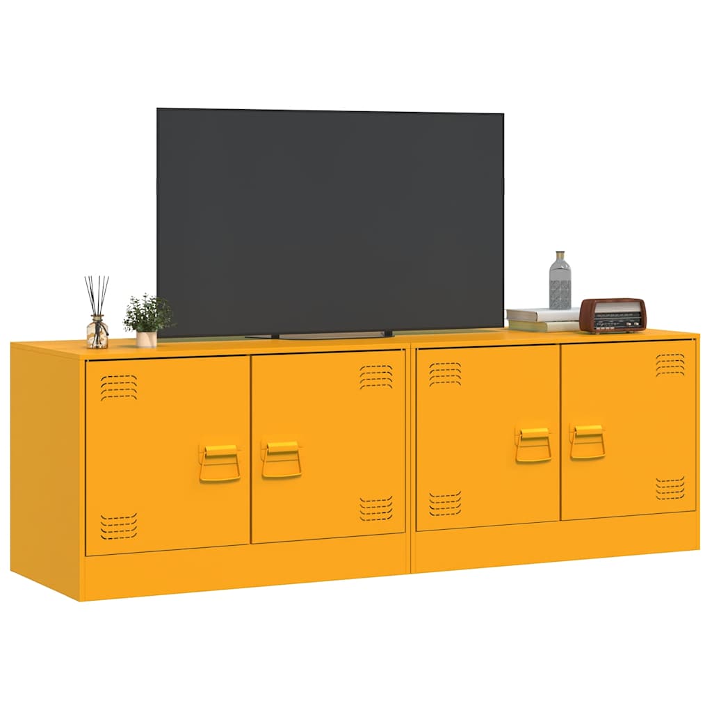 2 Piece TV Cabinet Set Mustard Yellow 67x39x44 cm Steel