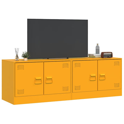 2 Piece TV Cabinet Set Mustard Yellow 67x39x44 cm Steel