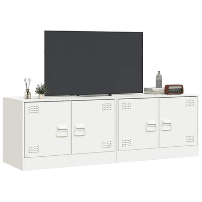 2 Piece TV Cabinet Set White 67x39x44 cm Steel