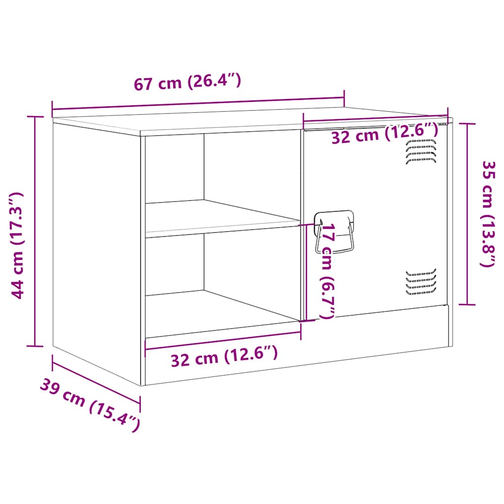TV Cabinet Black 67x39x44 cm Steel