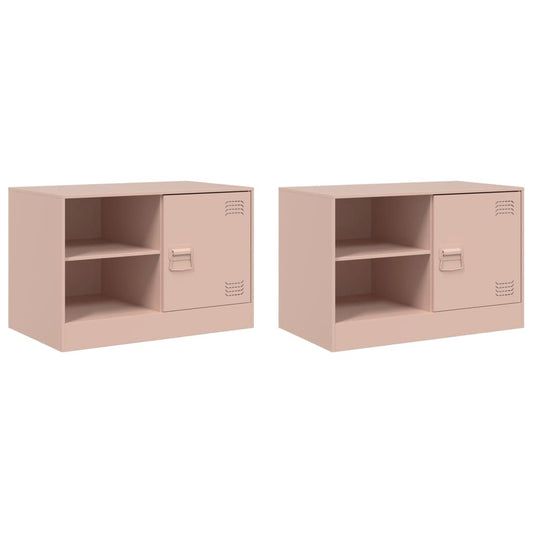 2 Piece TV Cabinet Set Pink 67x39x44 cm Steel